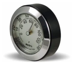 Marlin's Universal Clock / Thermometer With Tape-On / Screw-On Mount -Rev Zilla Shop marlins tocs white celsius temp chr brushed aluminum thermometer fahrenheit scale