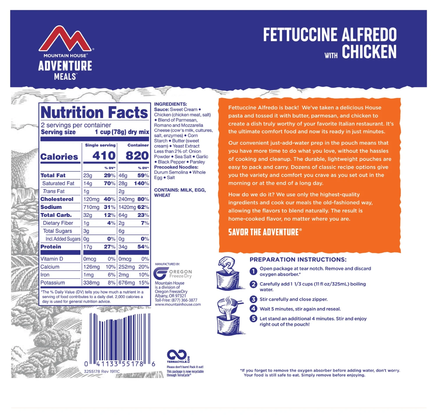 Mountain House Fettuccine Alfredo With Chicken Pouch 4 Mountain House Fettuccine Alfredo With Chicken Pouch - Image 2