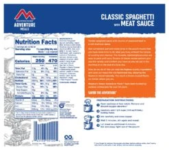 Mountain House Classic Spaghetti With Meat Sauce Pouch -Rev Zilla Shop mountain house classic spaghettiwith meat sauce pouches